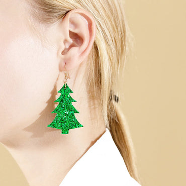 1 Pair Streetwear Christmas Tree Pu Leather Drop Earrings