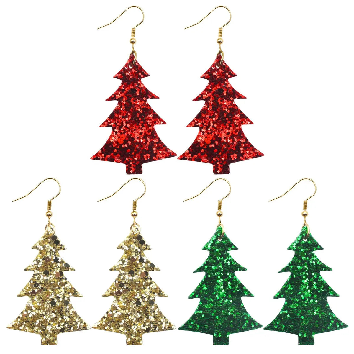 1 Pair Streetwear Christmas Tree Pu Leather Drop Earrings