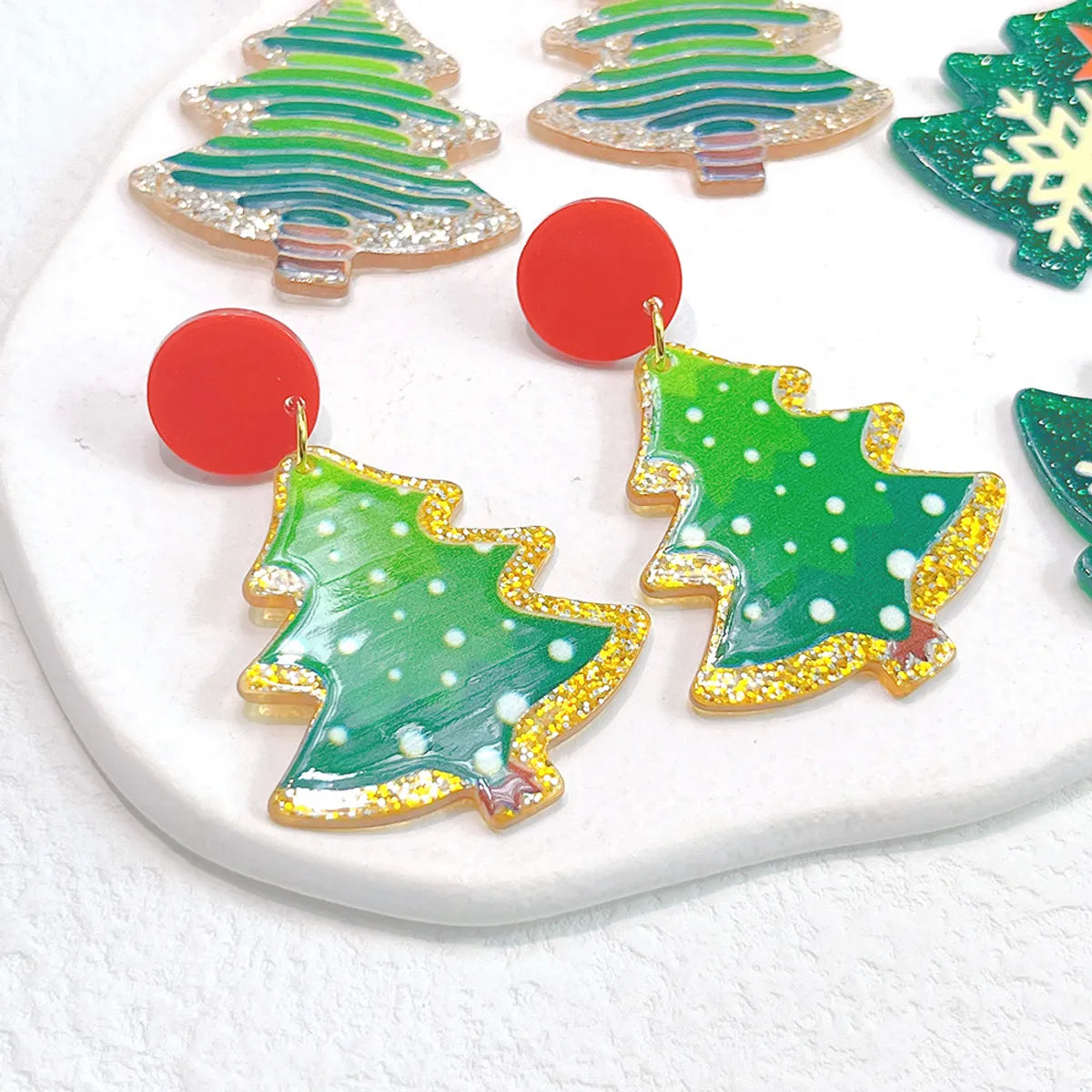 1 Pair Streetwear Christmas Tree Stoving Varnish Arylic Drop Earrings