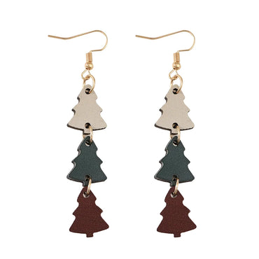 1 Pair Streetwear Christmas Tree Wood Drop Earrings