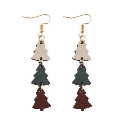 1 Pair Streetwear Christmas Tree Wood Drop Earrings