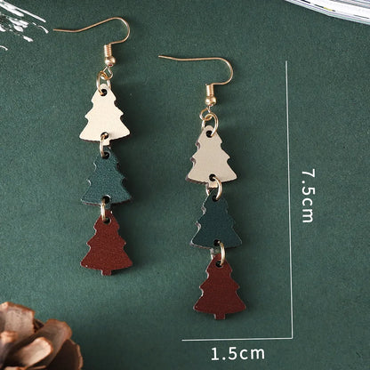 1 Pair Streetwear Christmas Tree Wood Drop Earrings