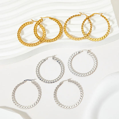 1 Pair Streetwear Circle Stainless Steel Plating Hoop Earrings