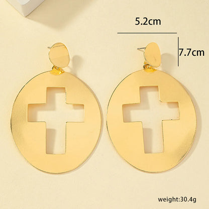 1 Pair Streetwear Commute Korean Style Cross Plating Alloy 14k Gold Plated Drop Earrings