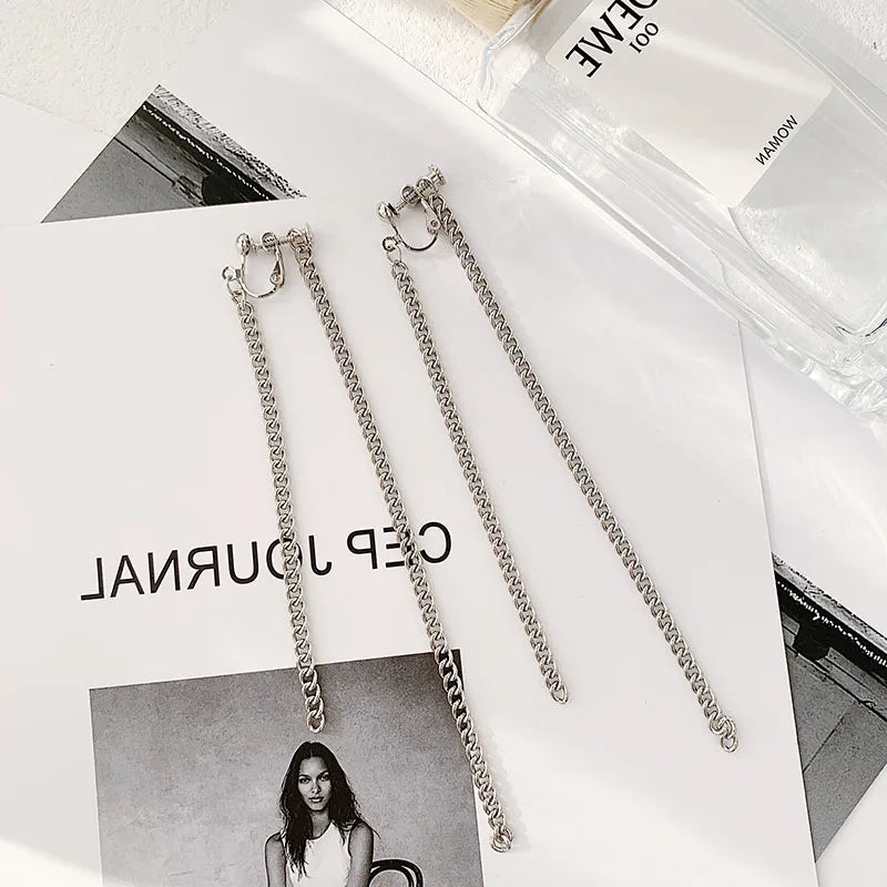 1 Pair Streetwear Cool Style Geometric Alloy White Gold Plated Drop Earrings