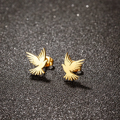 1 Pair Streetwear Eagle Plating 304 Stainless Steel 18K Gold Plated Ear Studs