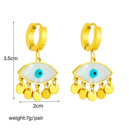 1 Pair Streetwear Eye Plating Titanium Steel 18k Gold Plated Drop Earrings