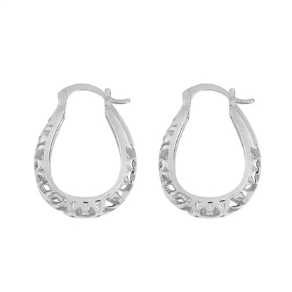 1 Pair Streetwear Flower Metal Hoop Earrings