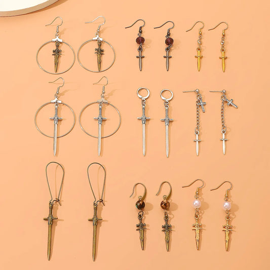 1 Pair Streetwear Geometric Cross Plating Alloy Drop Earrings