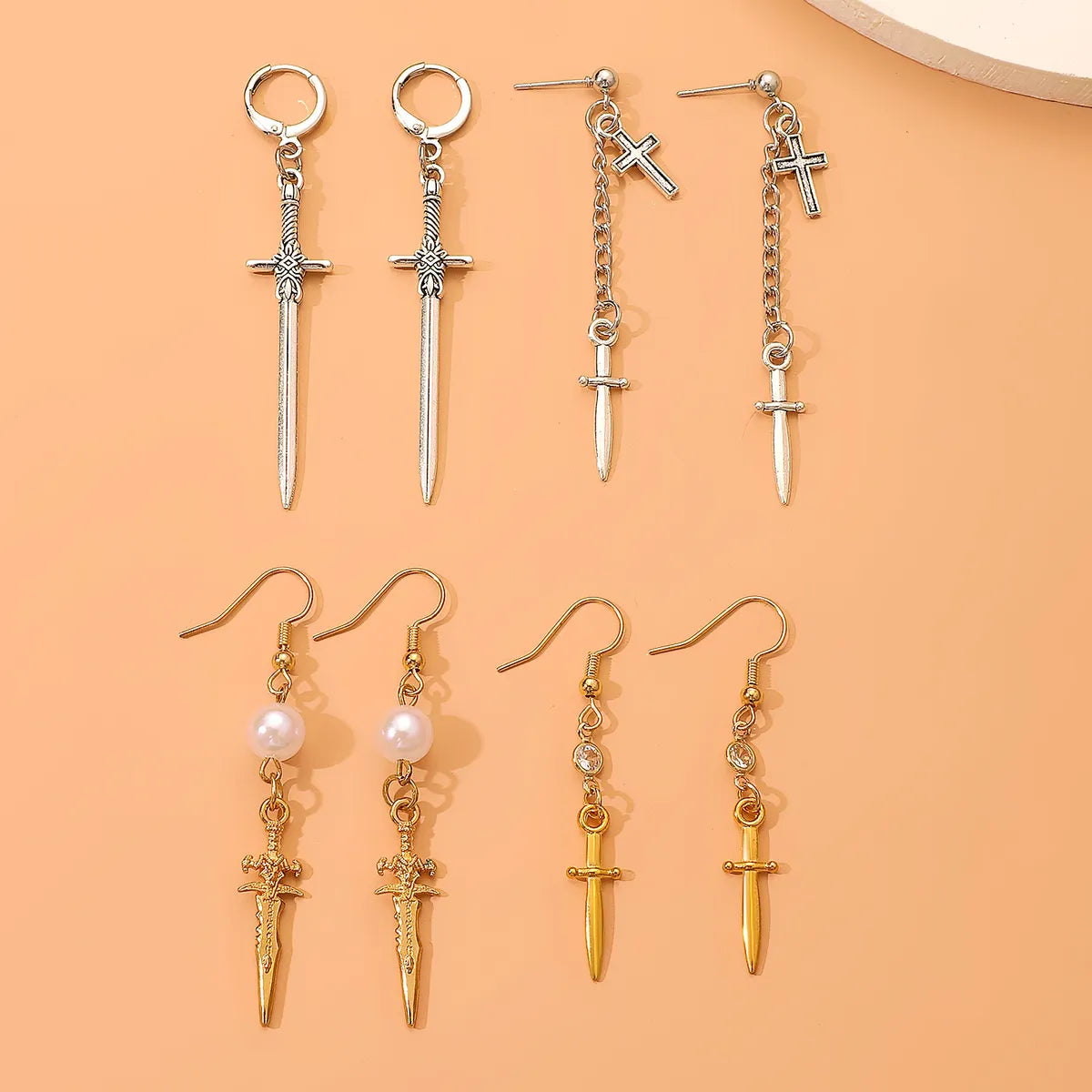 1 Pair Streetwear Geometric Cross Plating Alloy Drop Earrings