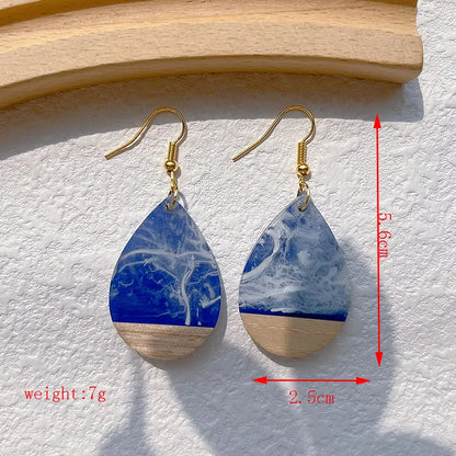 1 Pair Streetwear Geometric Hollow Out Alloy Wood Resin Drop Earrings