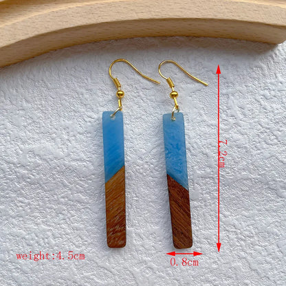 1 Pair Streetwear Geometric Hollow Out Alloy Wood Resin Drop Earrings