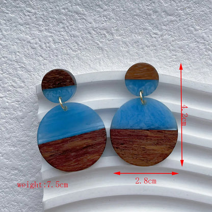 1 Pair Streetwear Geometric Hollow Out Alloy Wood Resin Drop Earrings