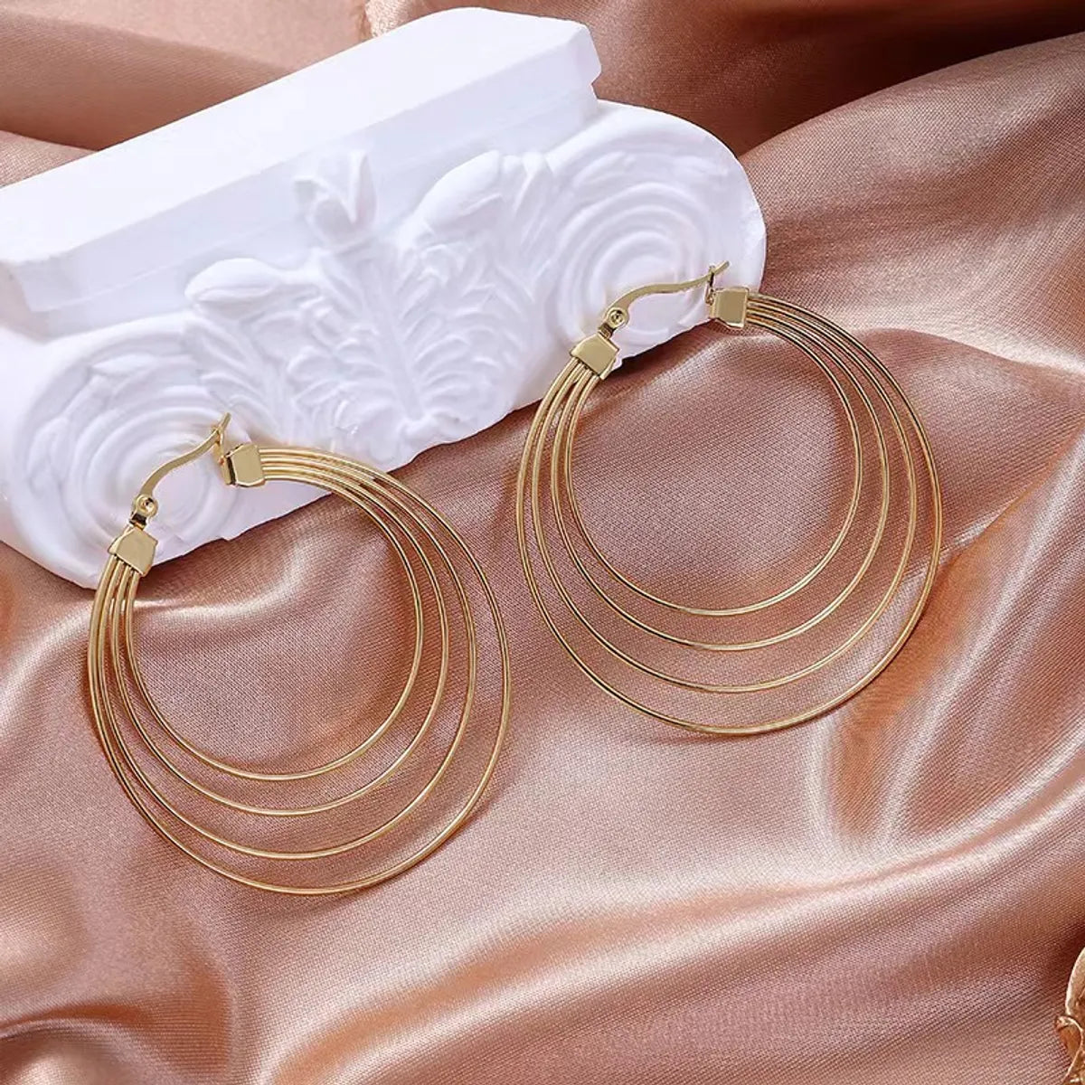 1 Pair Streetwear Geometric Plating Stainless Steel Hoop Earrings