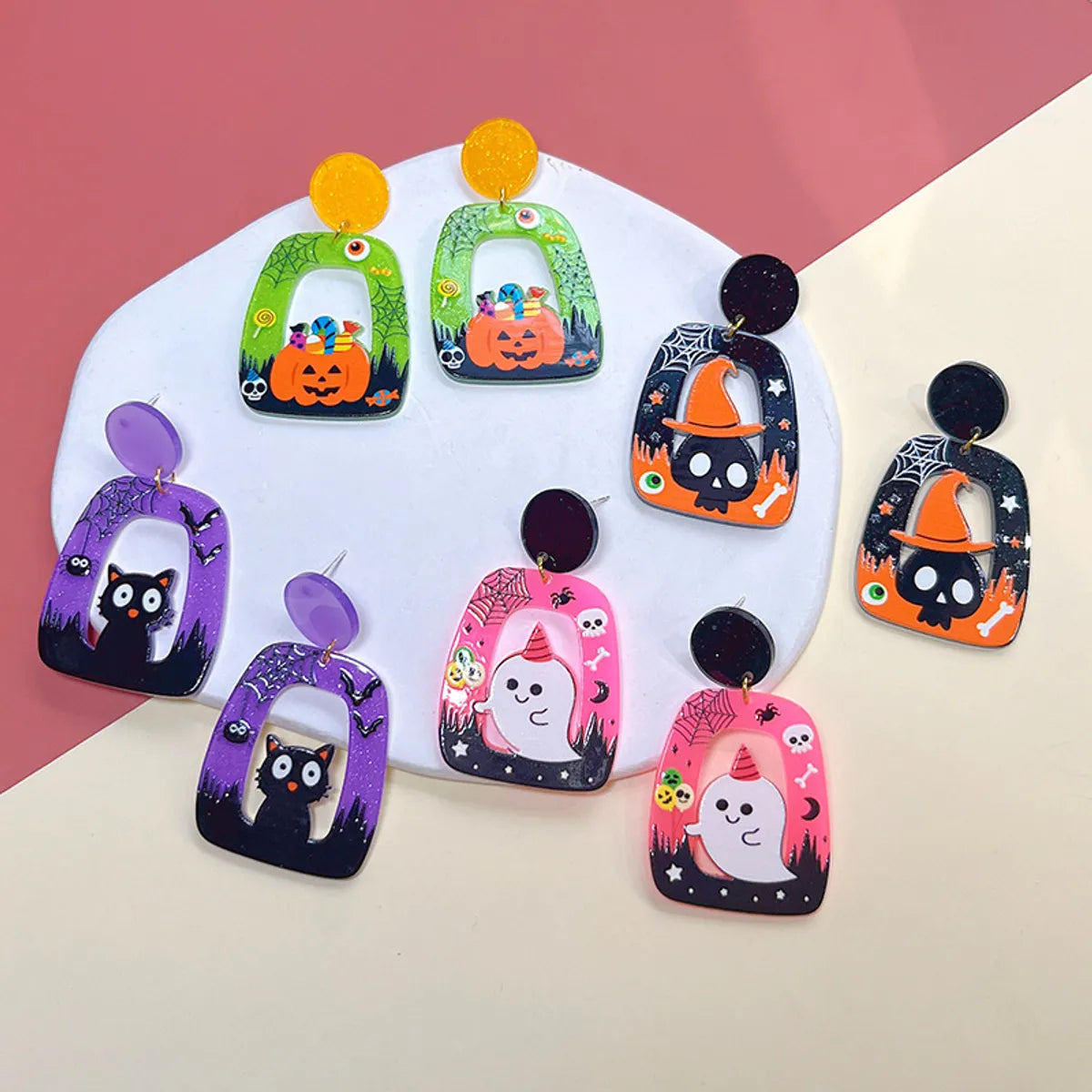 1 Pair Streetwear Halloween Pattern Arylic Drop Earrings