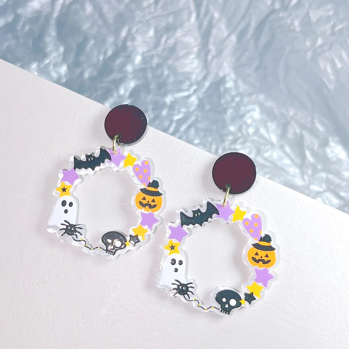 1 Pair Streetwear Halloween Pattern Geometric Insect Arylic Drop Earrings