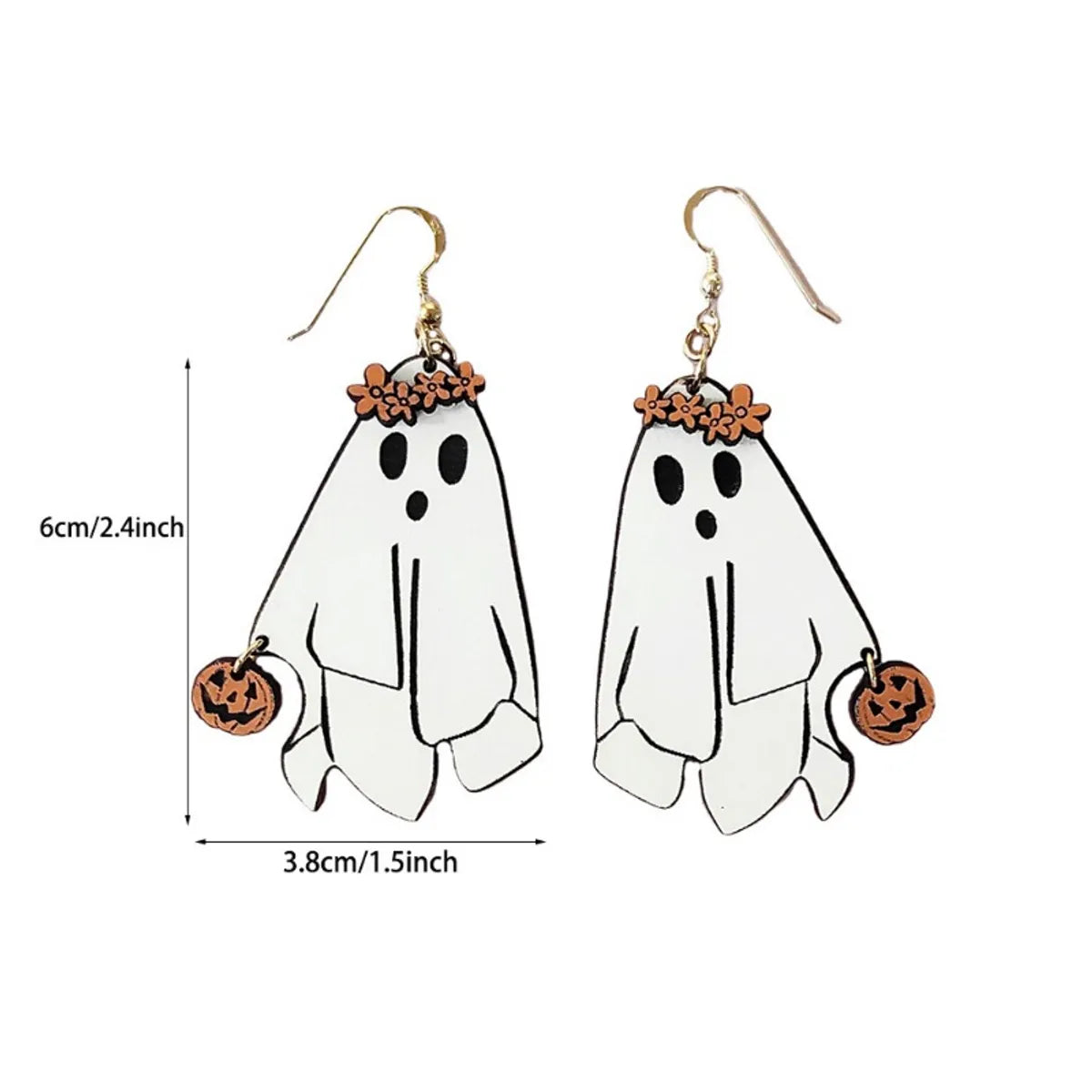 1 Pair Streetwear Halloween Pattern Wood Drop Earrings