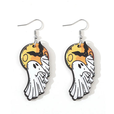 1 Pair Streetwear Halloween Pattern Wood Drop Earrings