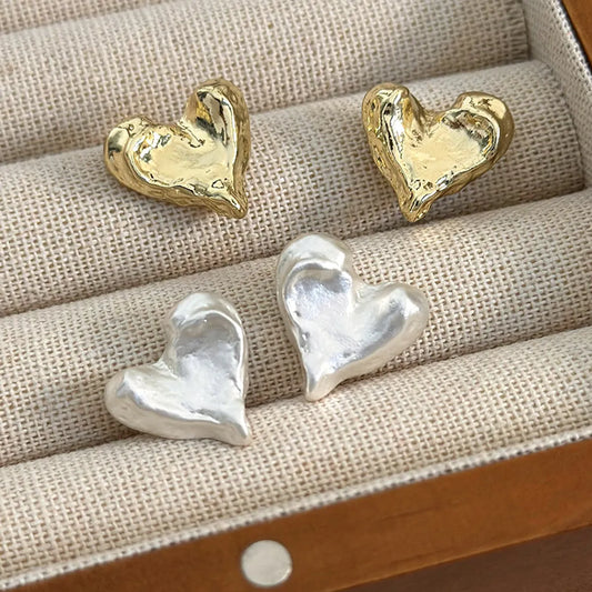 1 Pair Streetwear Heart Shape Alloy Ear Studs