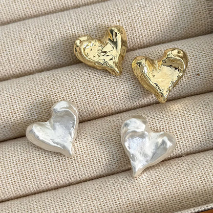 1 Pair Streetwear Heart Shape Alloy Ear Studs