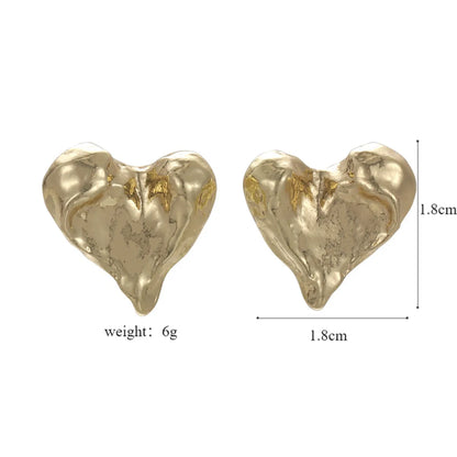 1 Pair Streetwear Heart Shape Alloy Ear Studs