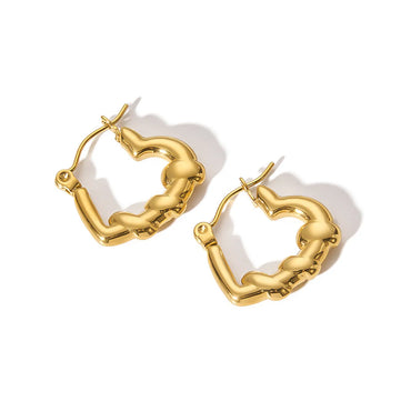 1 Pair Streetwear Heart Shape Plating Stainless Steel Hoop Earrings