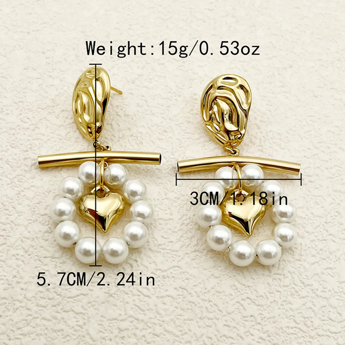 1 Pair Streetwear Heart Shape Polishing Plating Inlay Stainless Steel Pearl Gold Plated Drop Earrings