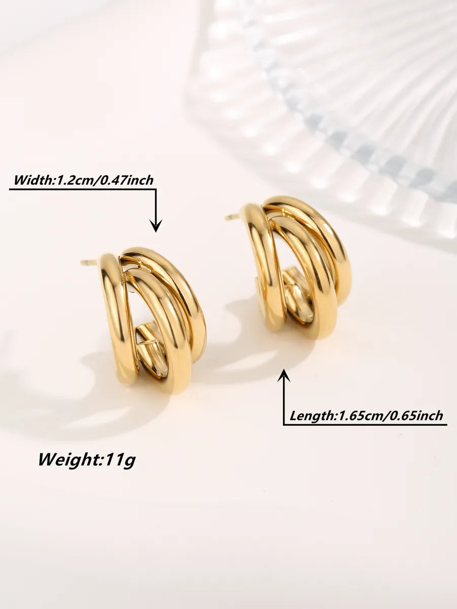 1 Pair Streetwear Irregular Square Water Droplets Plating 304 Stainless Steel 18K Gold Plated Ear Studs