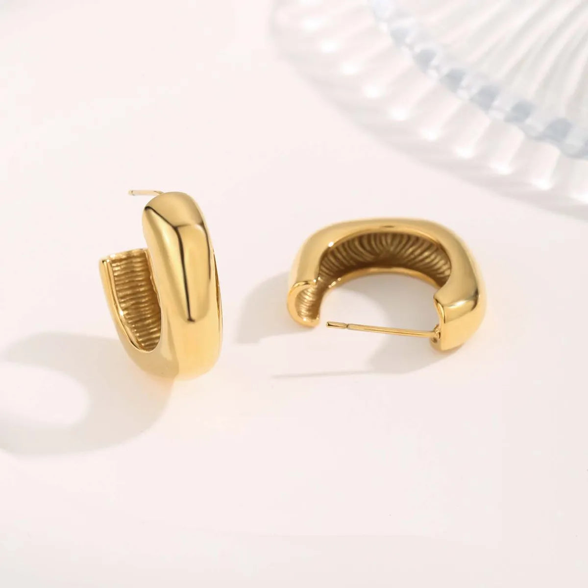 1 Pair Streetwear Irregular Square Water Droplets Plating 304 Stainless Steel 18K Gold Plated Ear Studs