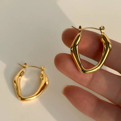 1 Pair Streetwear Irregular Titanium Steel Plating Hoop Earrings