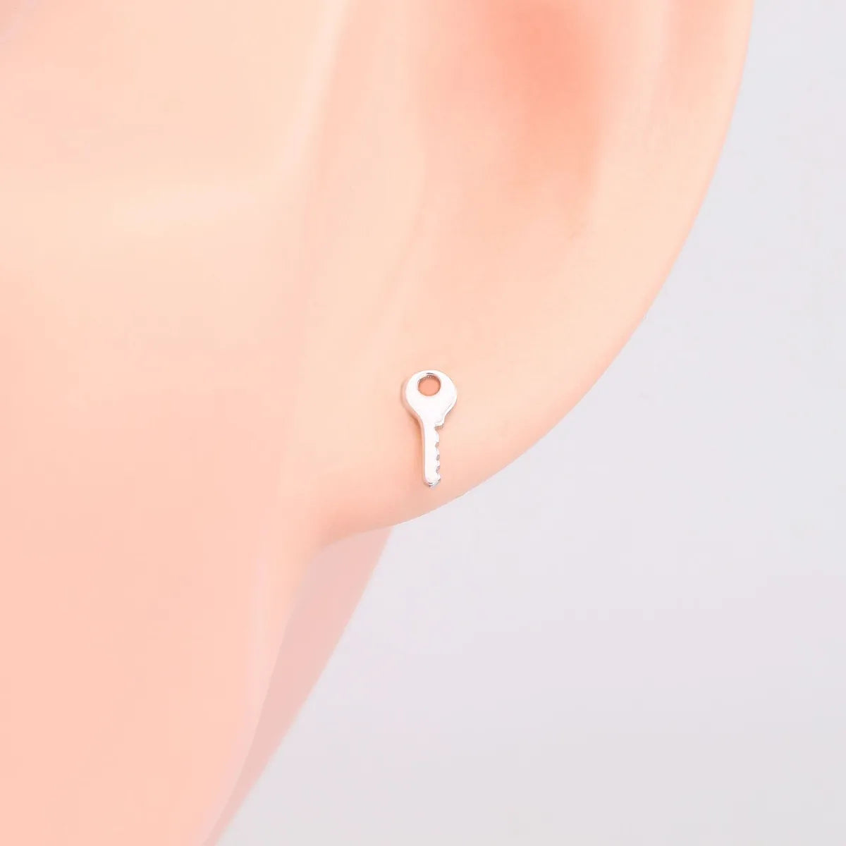 1 Pair Streetwear Key Plating Sterling Silver Ear Studs