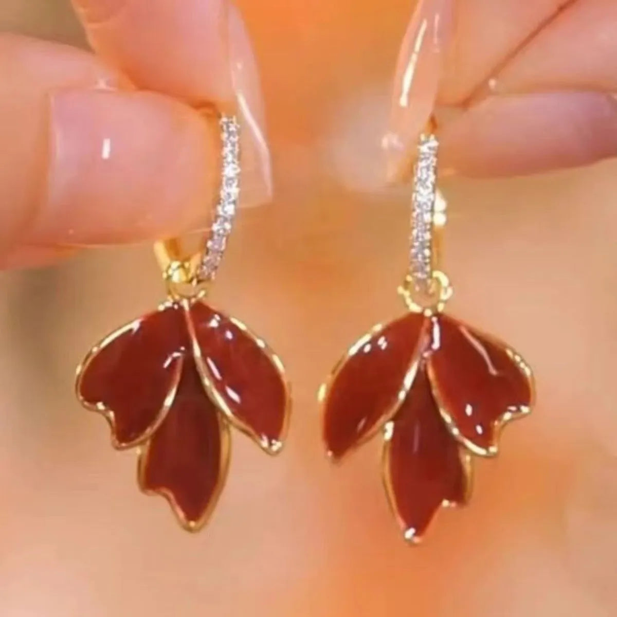 1 Pair Streetwear Leaves Plating Alloy Gold Plated Drop Earrings