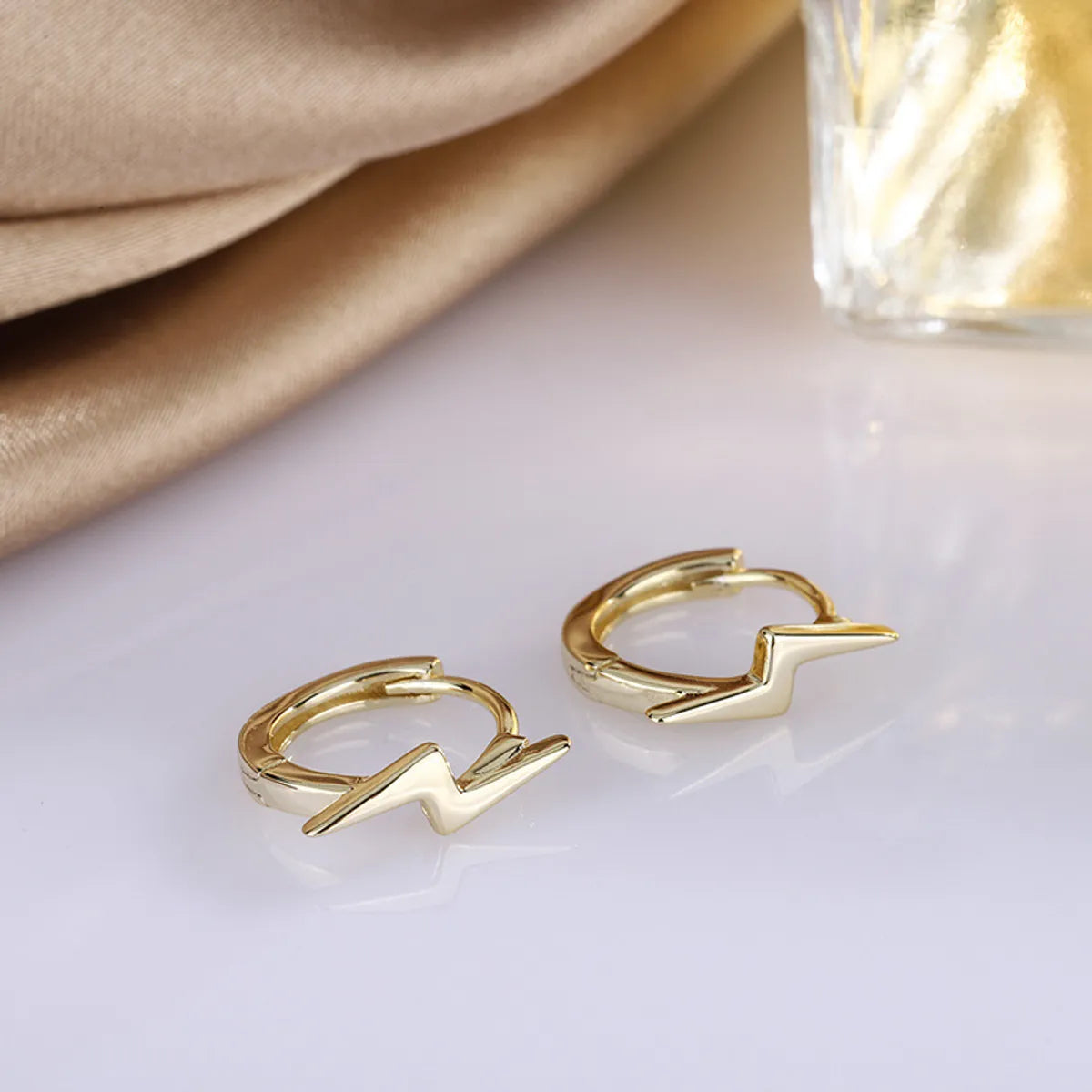 1 Pair Streetwear Lightning Plating Copper Hoop Earrings