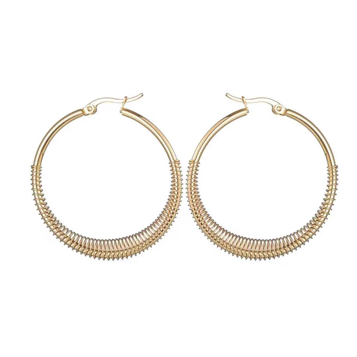 1 Pair Streetwear Oval Plating Stainless Steel Hoop Earrings