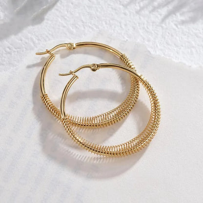 1 Pair Streetwear Oval Plating Stainless Steel Hoop Earrings