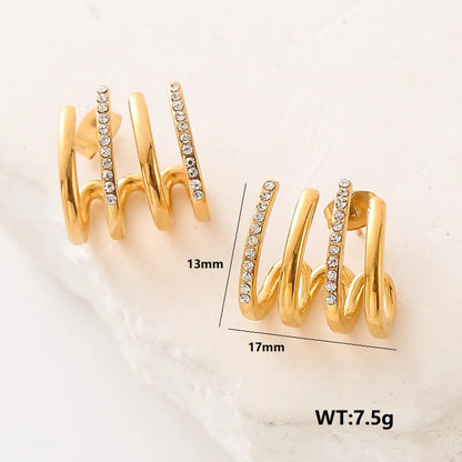 1 Pair Streetwear Paw Print Plating Inlay Stainless Steel Artificial Pearls Artificial Diamond 24k Gold Plated Ear Studs