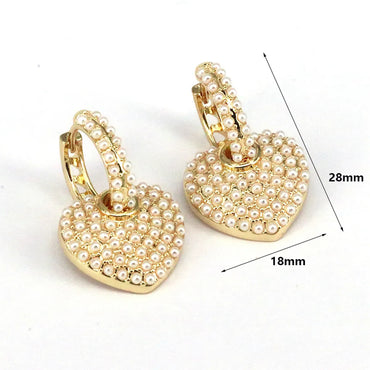 1 Pair Streetwear Round Heart Shape Plating Inlay Copper Artificial Pearls 18k Gold Plated Earrings