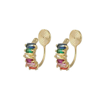 1 Pair Streetwear Round Plating Inlay Copper Artificial Gemstones Gold Plated Earrings