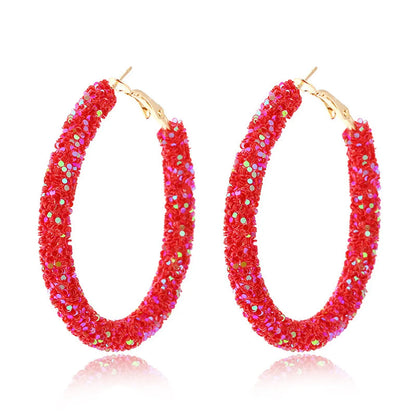 1 Pair Streetwear Sequins Plating Metal Hoop Earrings