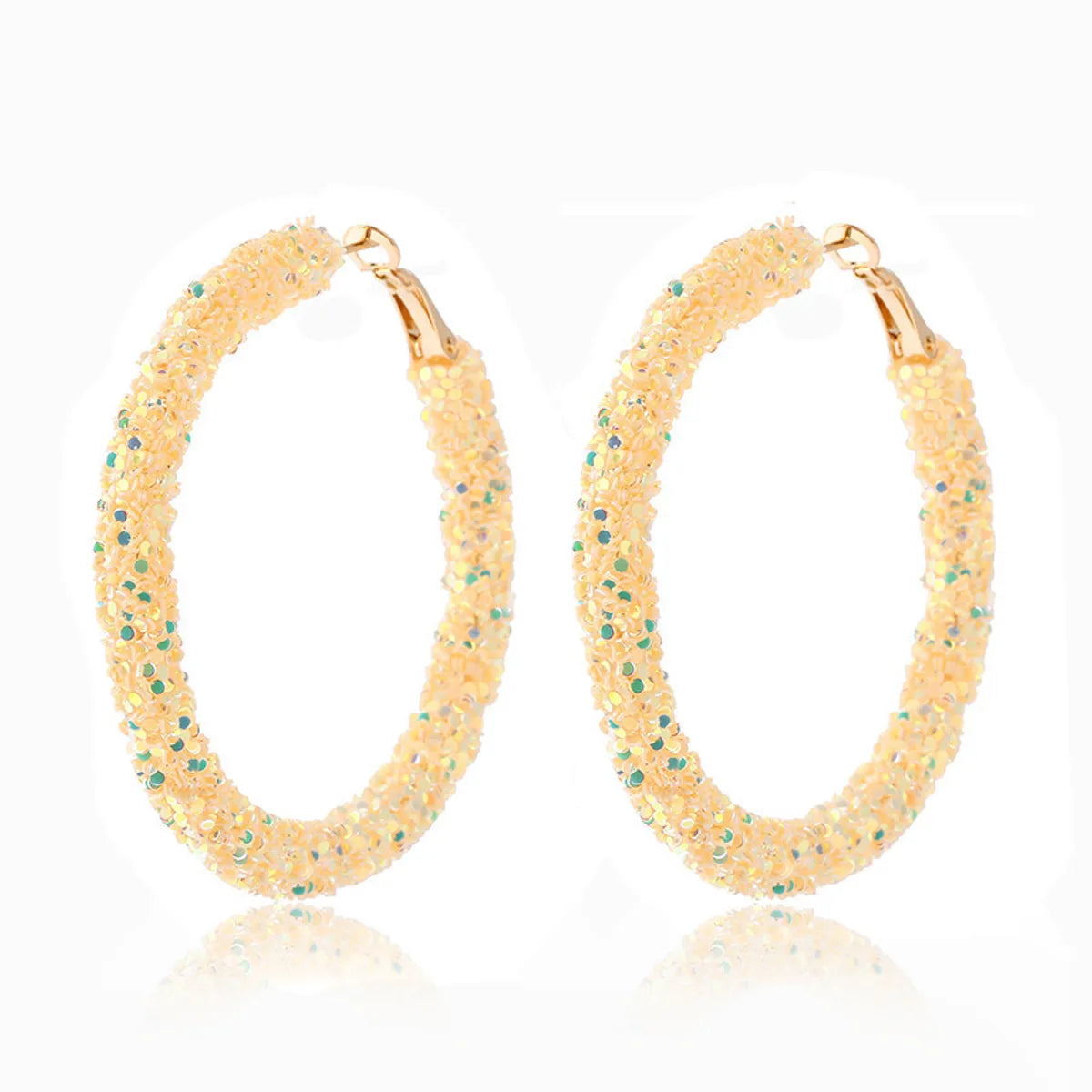 1 Pair Streetwear Sequins Plating Metal Hoop Earrings