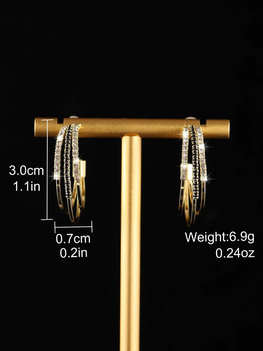 1 Pair Streetwear Shiny C Shape Plating Inlay Copper Zircon 18k Gold Plated Ear Studs