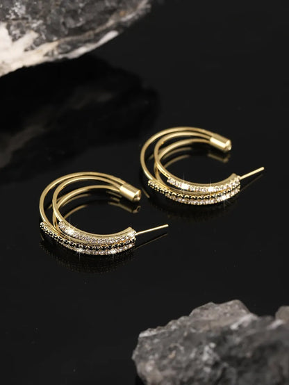 1 Pair Streetwear Shiny C Shape Plating Inlay Copper Zircon 18k Gold Plated Ear Studs