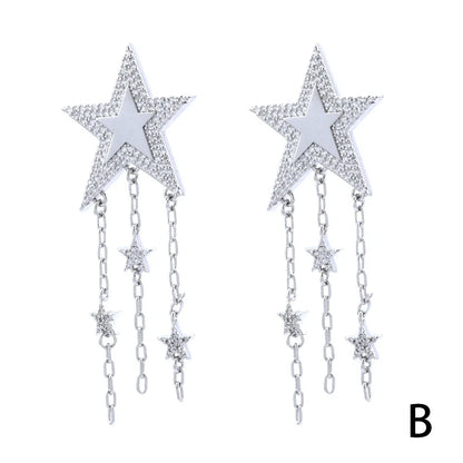 1 Pair Streetwear Shiny Star Plating Inlay Copper Zircon 18k Gold Plated Drop Earrings