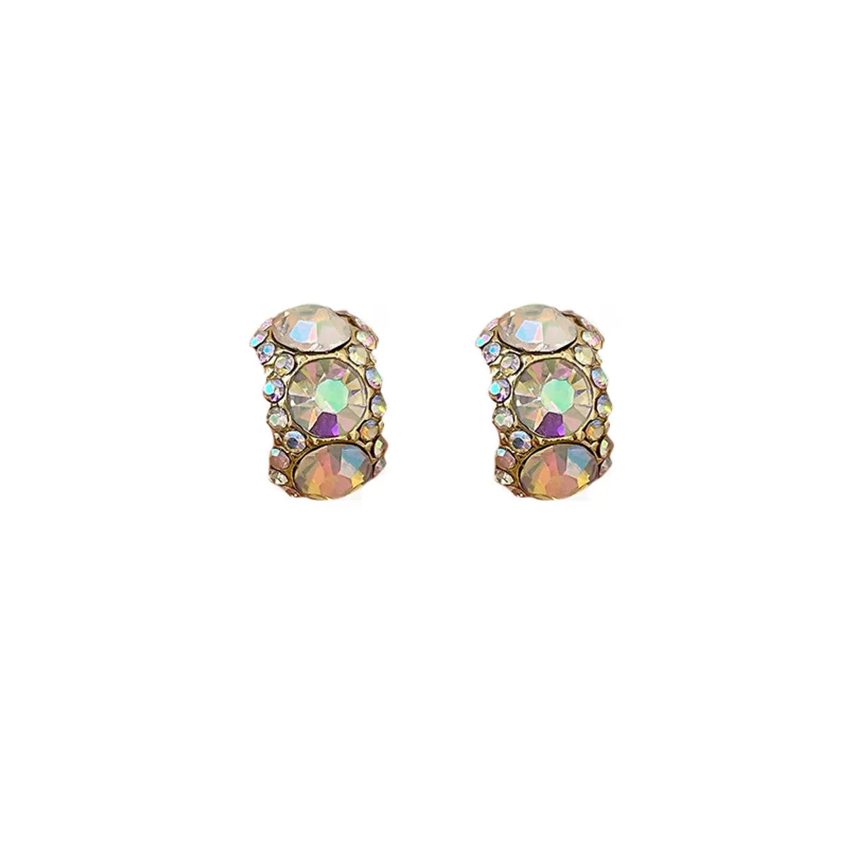 1 Pair Streetwear Solid Color Inlay Alloy Zircon Ear Studs