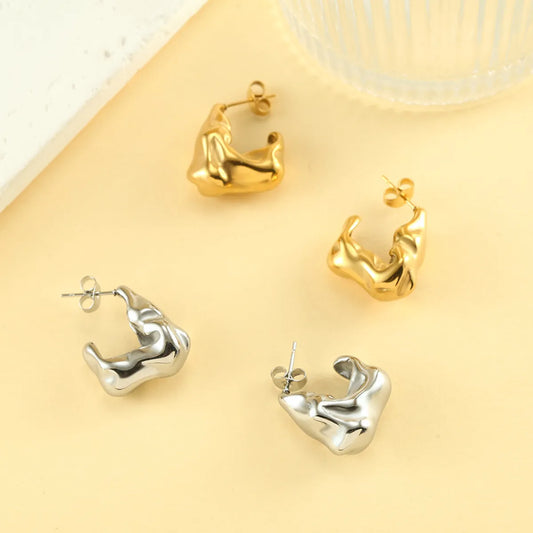 1 Pair Streetwear Solid Color Irregular Plating Stainless Steel Ear Studs