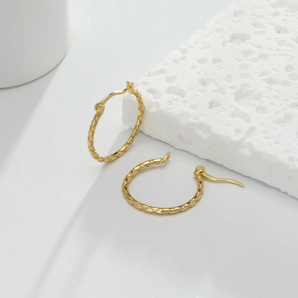 1 Pair Streetwear Solid Color Metal Sterling Silver Hoop Earrings