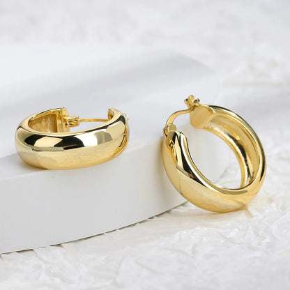 1 Pair Streetwear Solid Color Plating Hollow Out Copper 18k Gold Plated Hoop Earrings