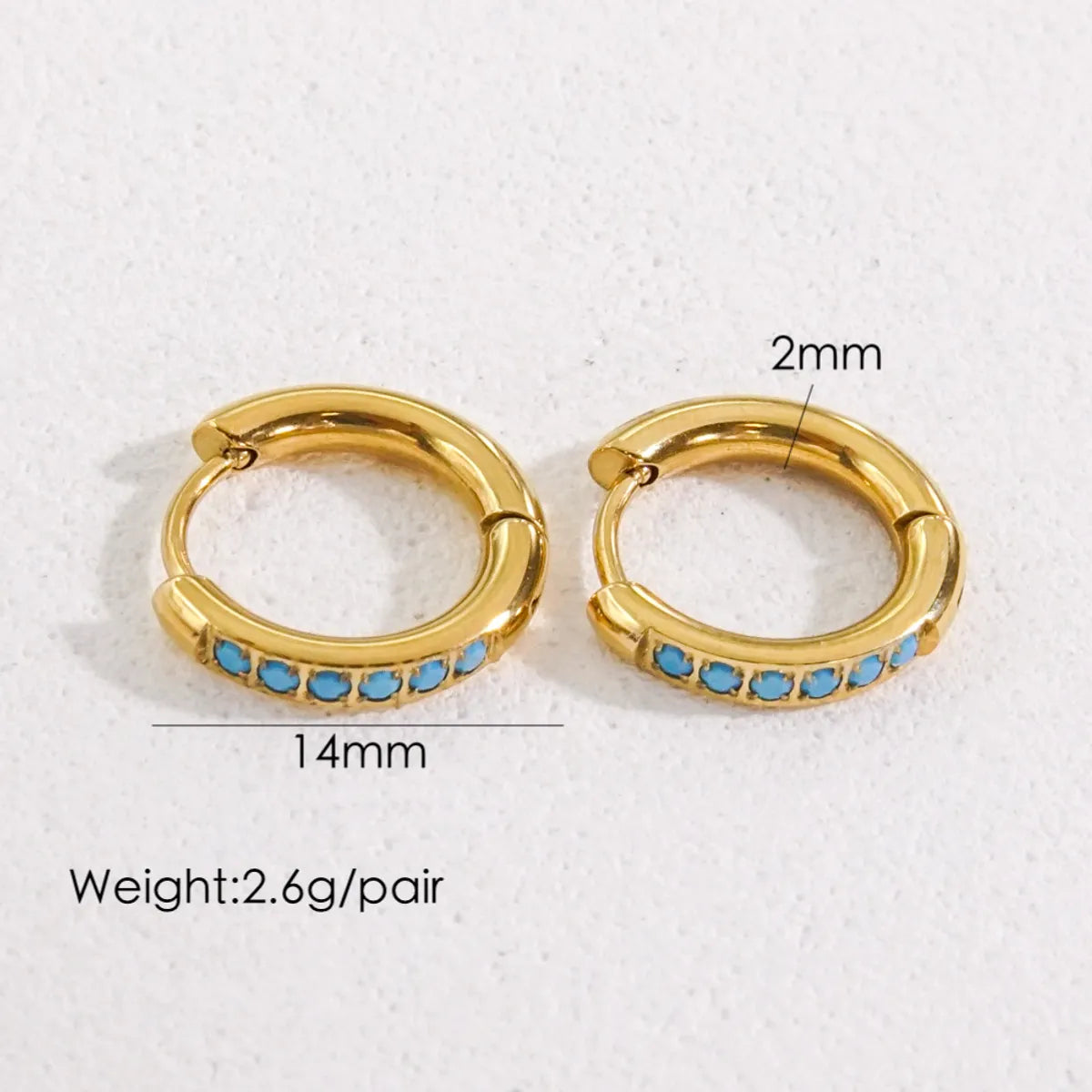 1 Pair Streetwear Solid Color Plating Inlay 304 Stainless Steel Artificial Gemstones 14K Gold Plated Earrings