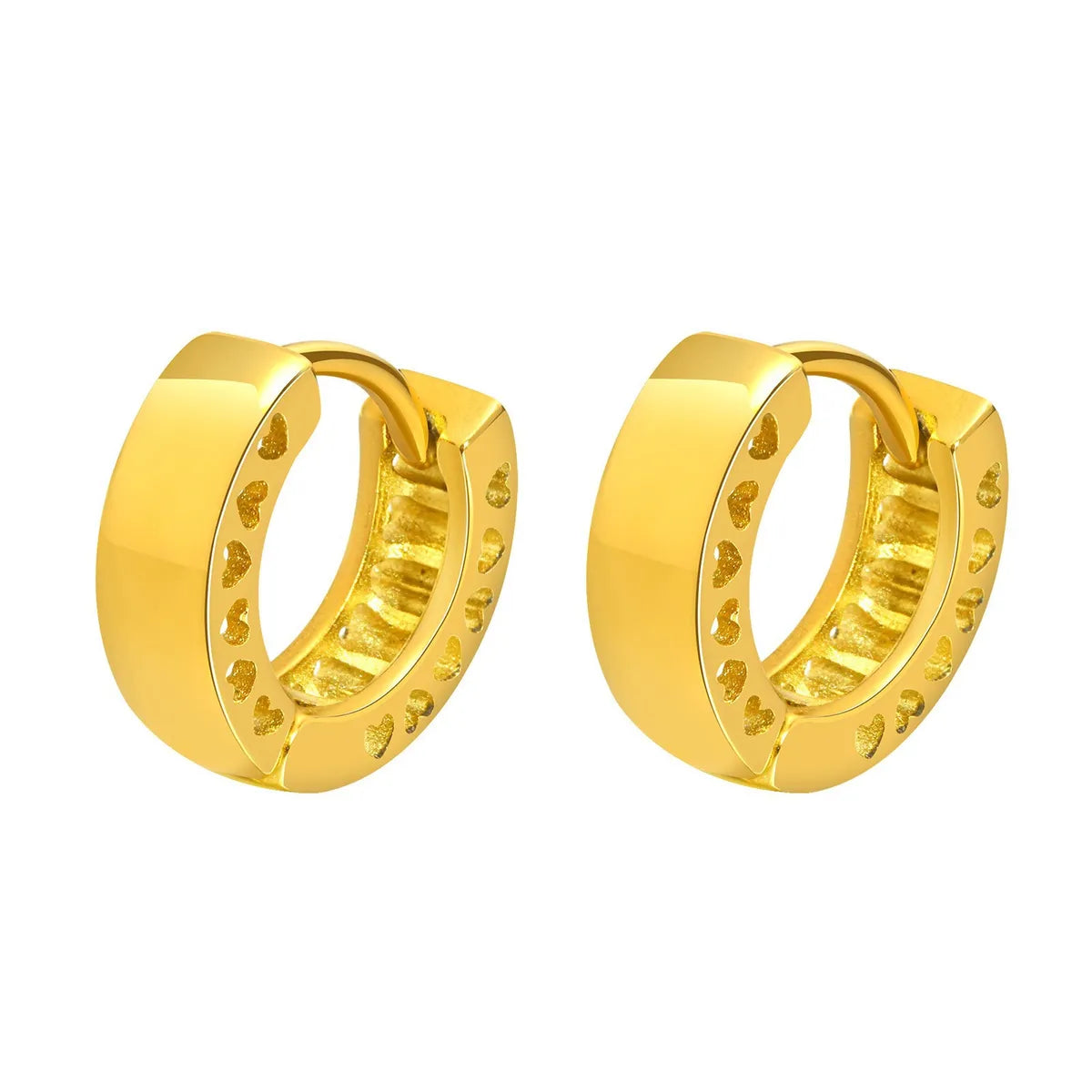 1 Pair Streetwear Solid Color Plating Inlay Stainless Steel Zircon Hoop Earrings