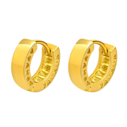 1 Pair Streetwear Solid Color Plating Inlay Stainless Steel Zircon Hoop Earrings